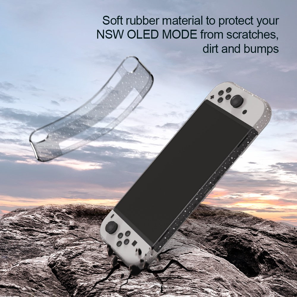 JYS JYS-NS220 Glitter Transparent Anti-skid TPU Protective Case Drop-proof Cover for Nintendo Switch OLED JYS JYS-NS220 Glitter Transparent Anti-skid TPU Protective Case Drop-proof Cover for Nintendo Switch OLED